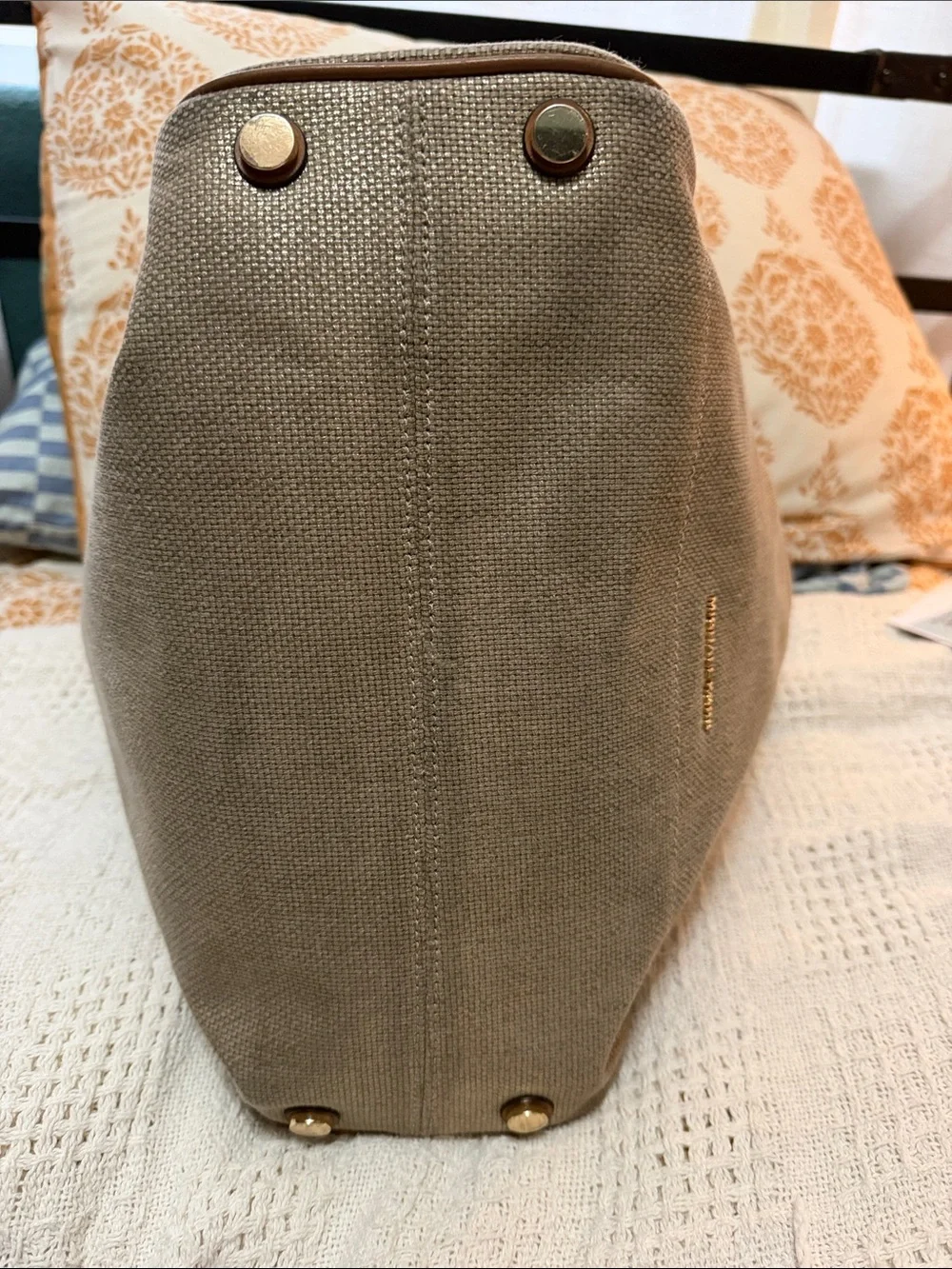 Michael Kors Taupe Rope-Handle Shoulder Bag isla grab bag purse summer!